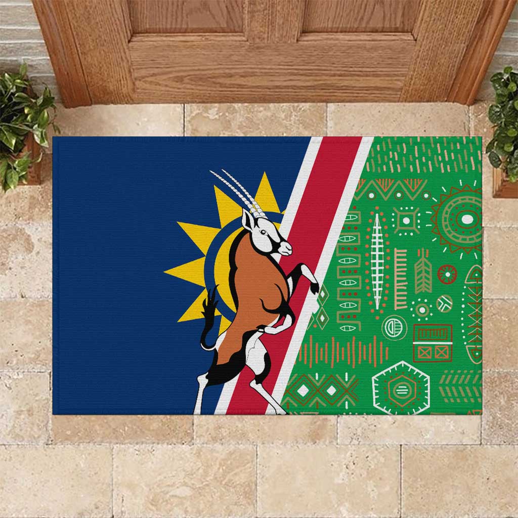 Namibia Flag Rubber Doormat Detailed Design with Traditional Patterns