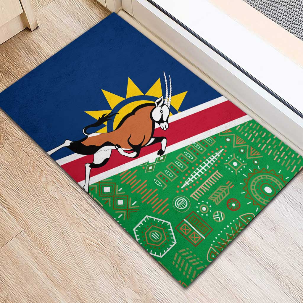 Namibia Flag Rubber Doormat Detailed Design with Traditional Patterns