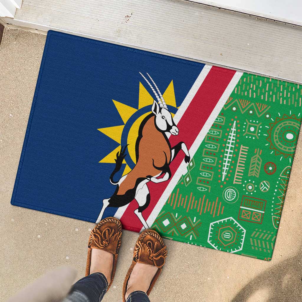 Namibia Flag Rubber Doormat Detailed Design with Traditional Patterns