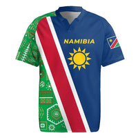Namibia Flag Rugby Jersey Detailed Design with Traditional Patterns