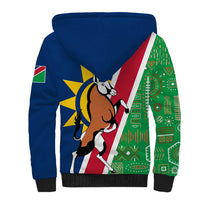 Namibia Flag Sherpa Hoodie Detailed Design with Traditional Patterns