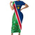 Namibia Flag Short Sleeve Bodycon Dress Detailed Design with Traditional Patterns