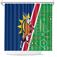 Namibia Flag Shower Curtain Detailed Design with Traditional Patterns