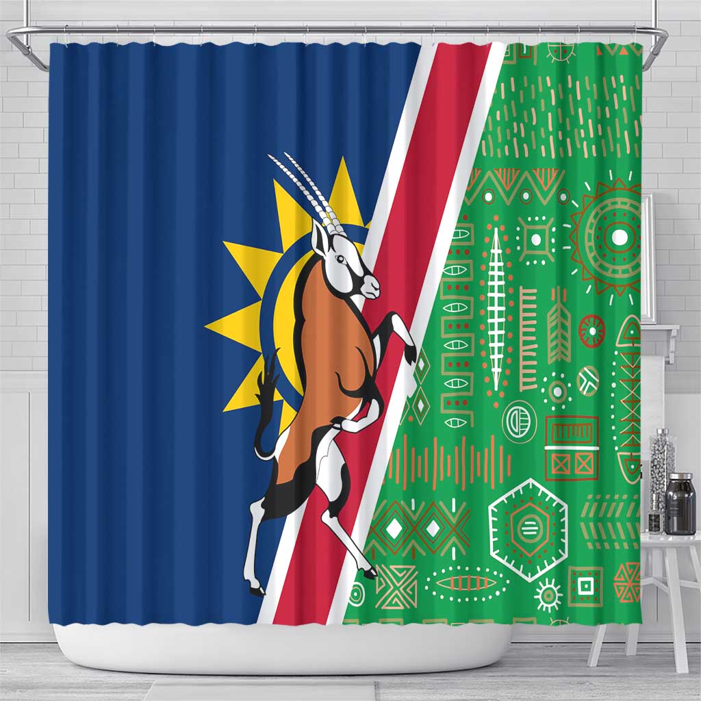 Namibia Flag Shower Curtain Detailed Design with Traditional Patterns