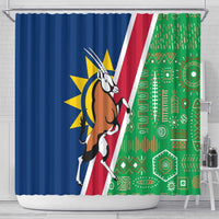 Namibia Flag Shower Curtain Detailed Design with Traditional Patterns