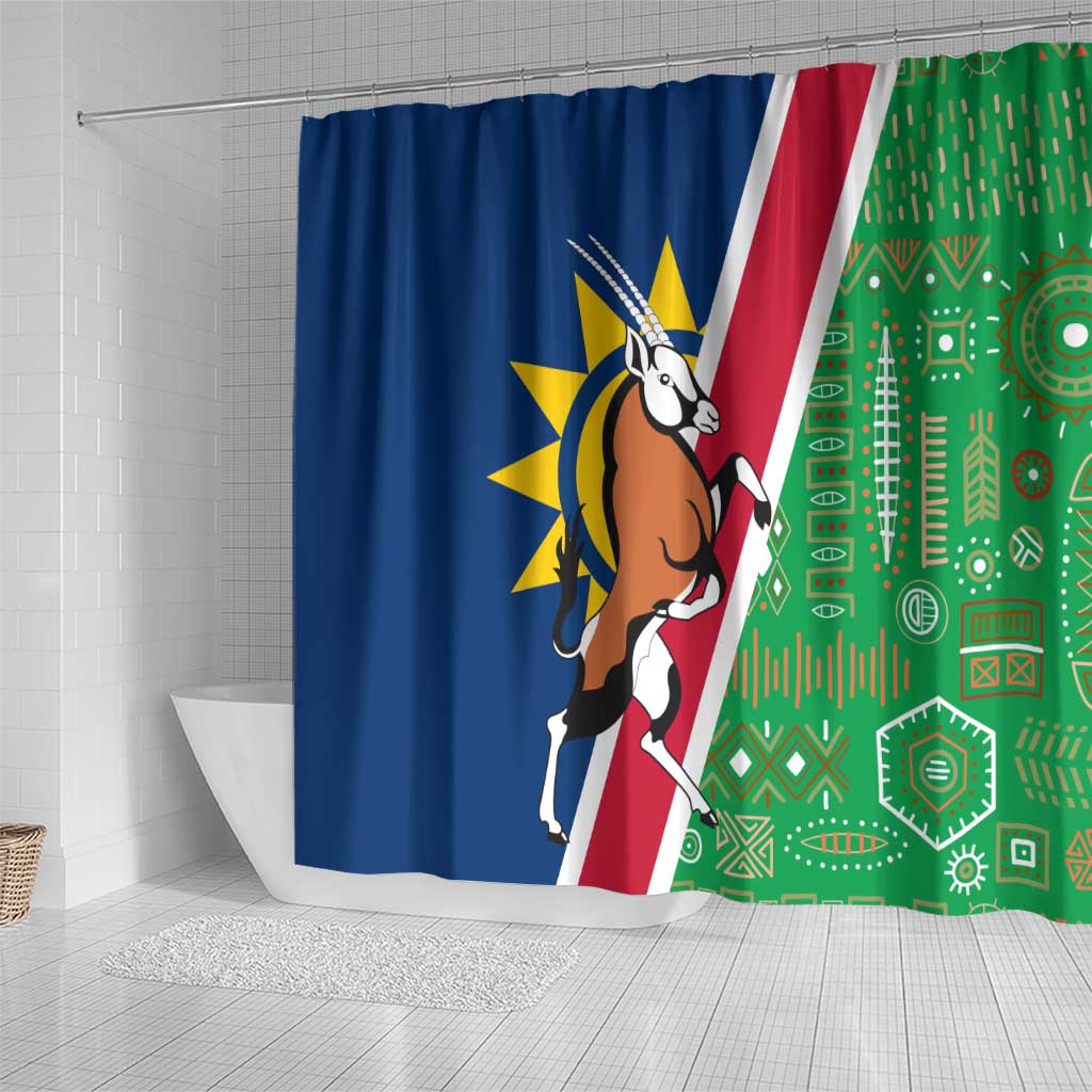 Namibia Flag Shower Curtain Detailed Design with Traditional Patterns
