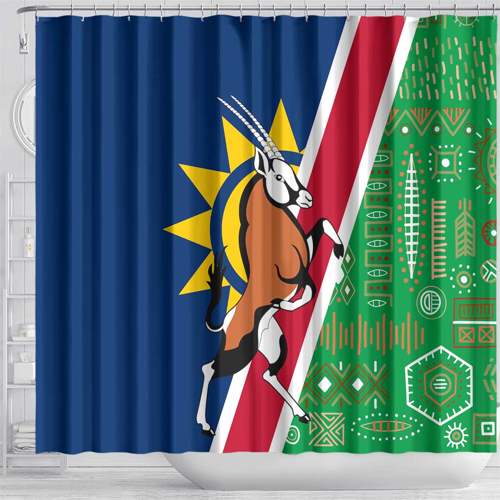 Namibia Flag Shower Curtain Detailed Design with Traditional Patterns