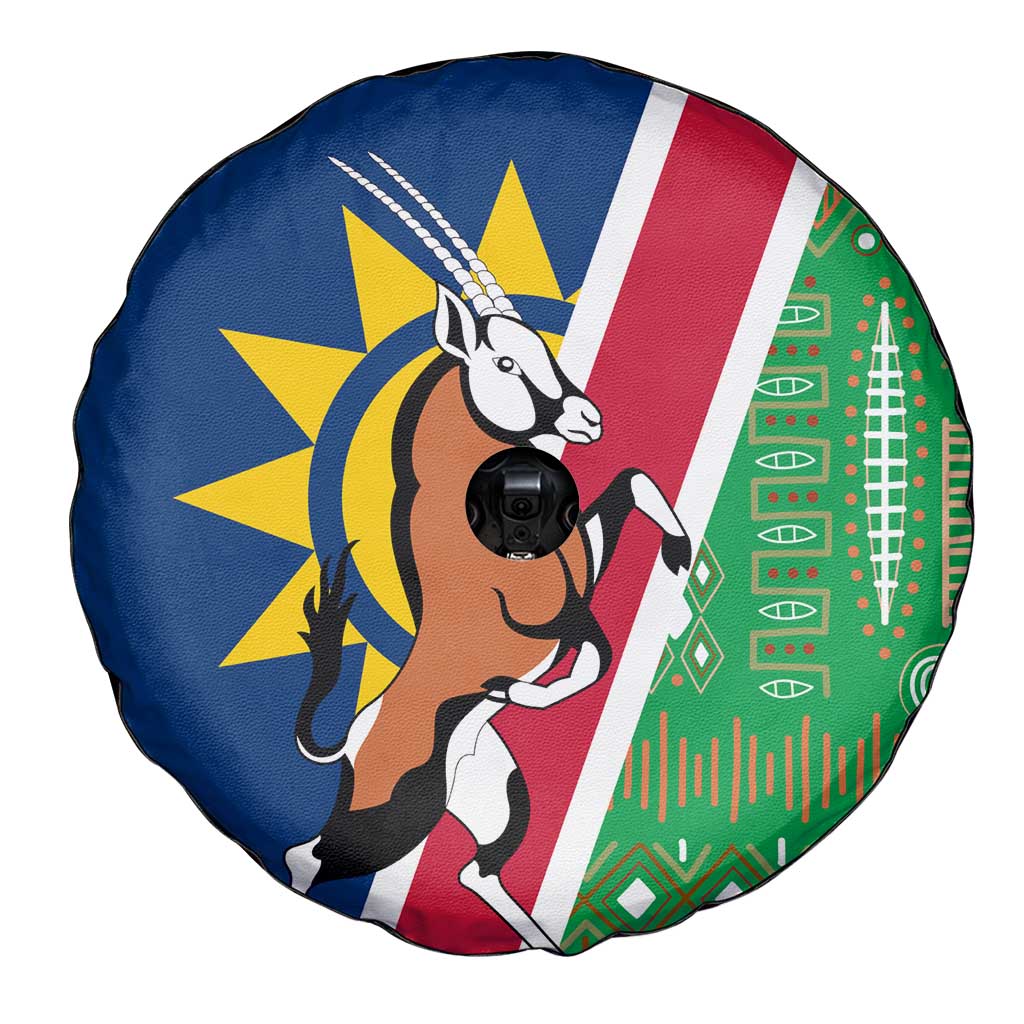 Namibia Flag Spare Tire Cover Detailed Design with Traditional Patterns