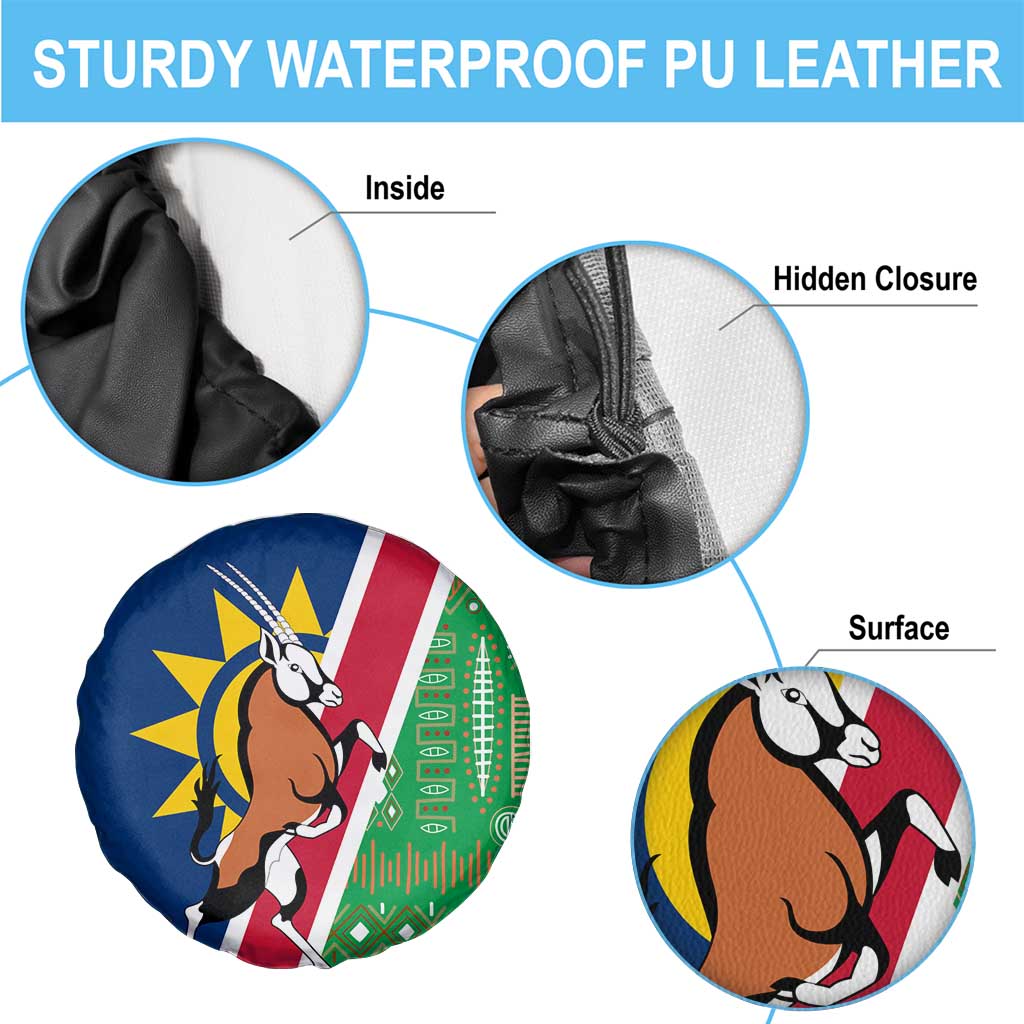 Namibia Flag Spare Tire Cover Detailed Design with Traditional Patterns