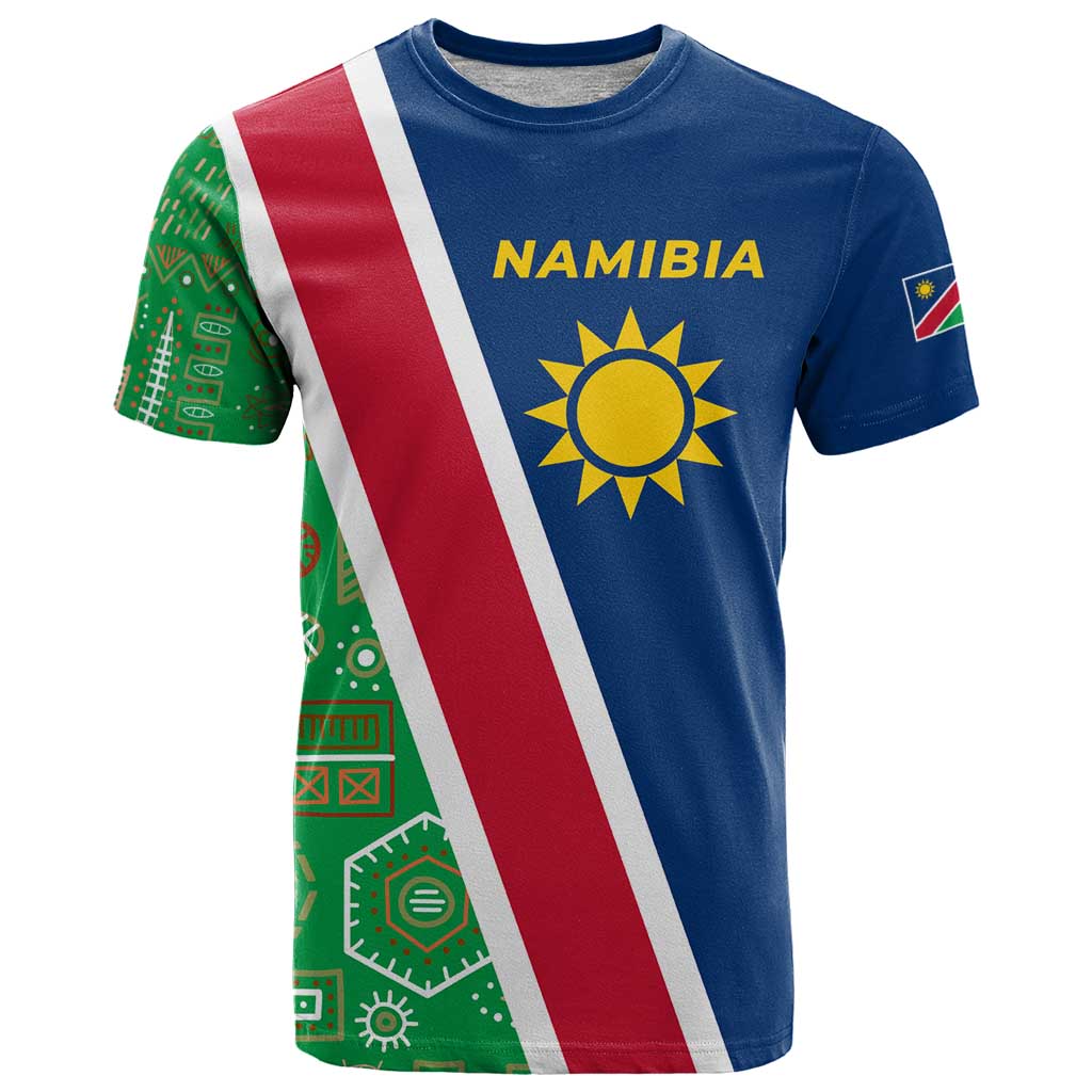 Namibia Flag T Shirt Detailed Design with Traditional Patterns