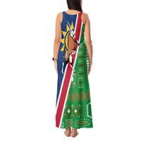 Namibia Flag Tank Maxi Dress Detailed Design with Traditional Patterns