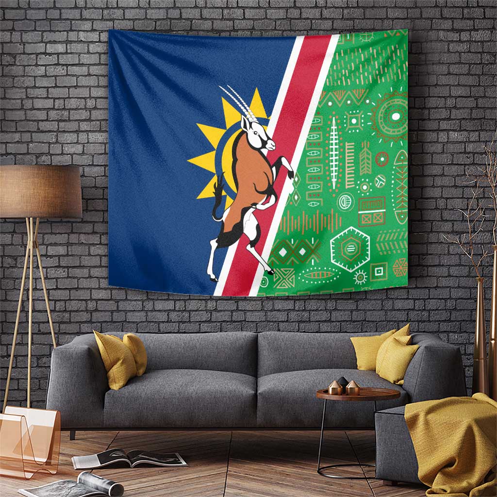 Namibia Flag Tapestry Detailed Design with Traditional Patterns