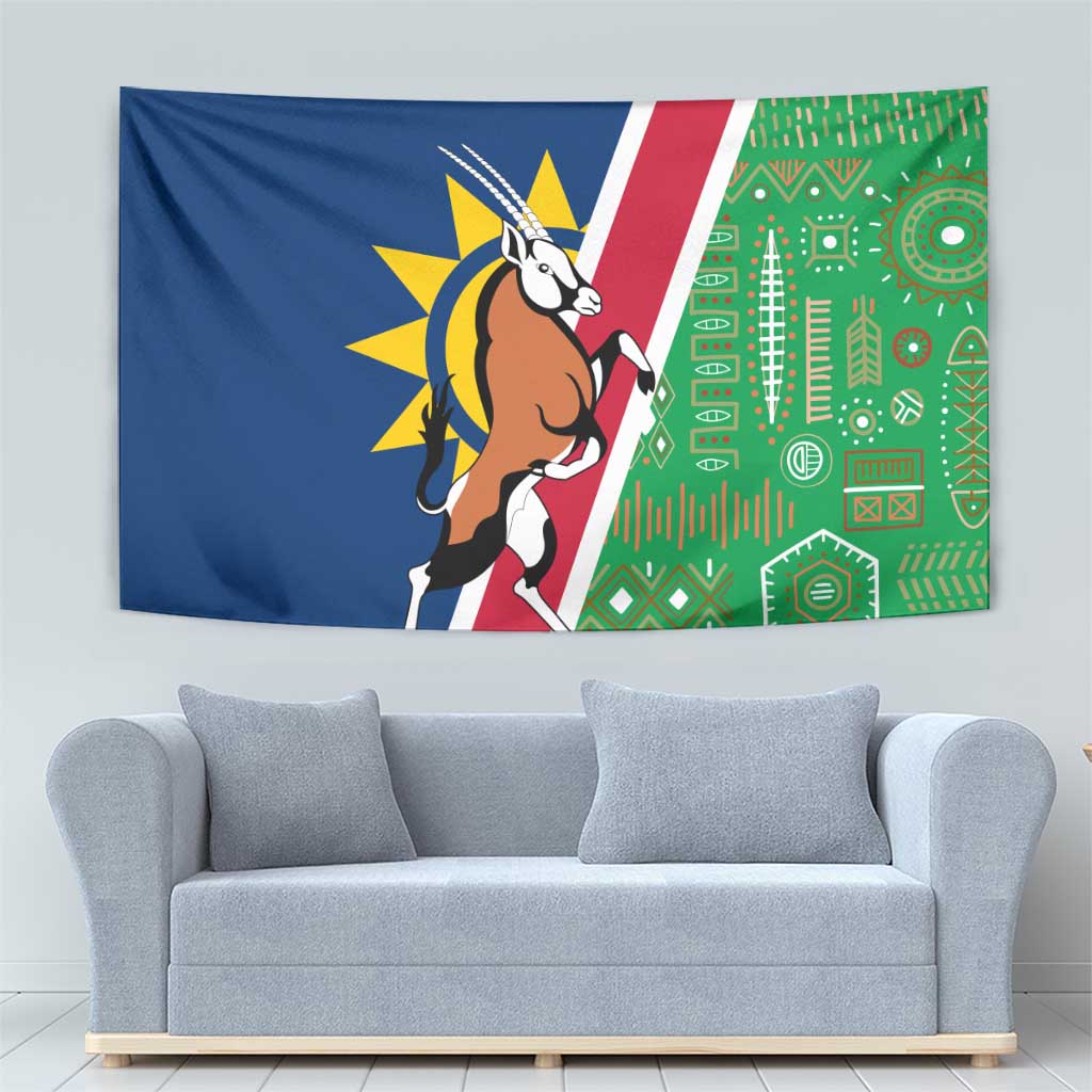 Namibia Flag Tapestry Detailed Design with Traditional Patterns