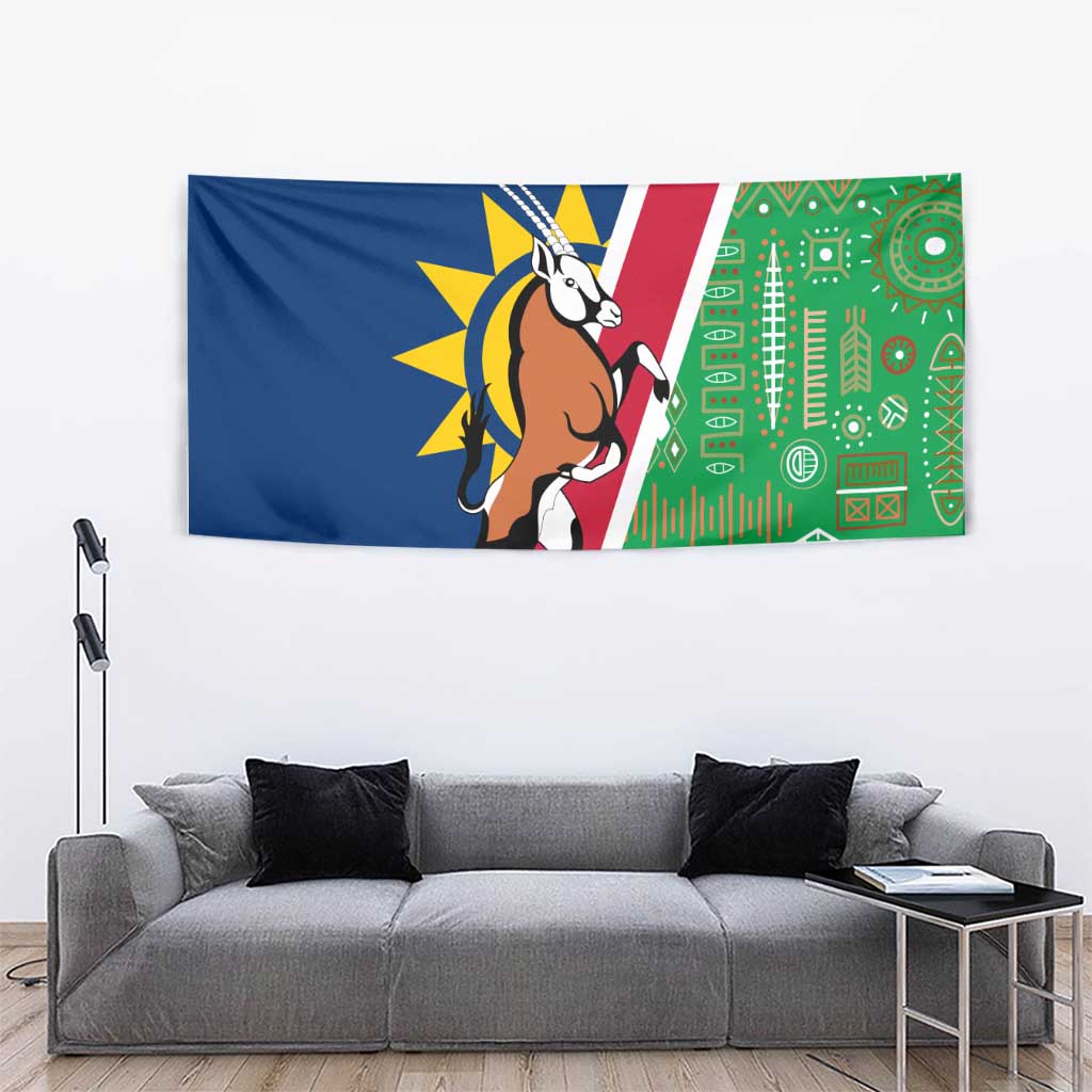 Namibia Flag Tapestry Detailed Design with Traditional Patterns