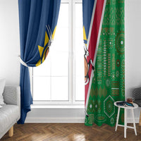 Namibia Flag Window Curtain Detailed Design with Traditional Patterns