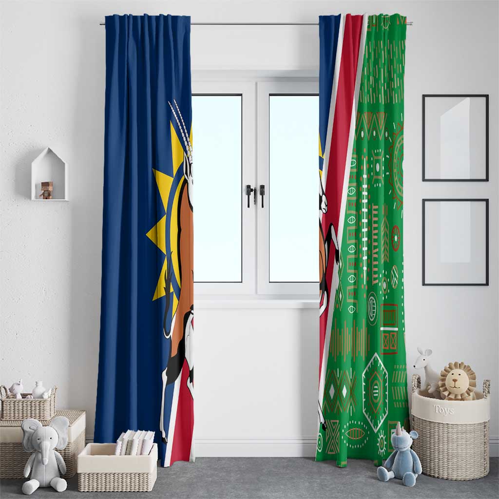 Namibia Flag Window Curtain Detailed Design with Traditional Patterns