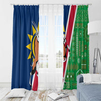 Namibia Flag Window Curtain Detailed Design with Traditional Patterns