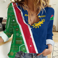 Namibia Flag Women Casual Shirt Detailed Design with Traditional Patterns