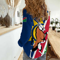 Namibia Flag Women Casual Shirt Detailed Design with Traditional Patterns