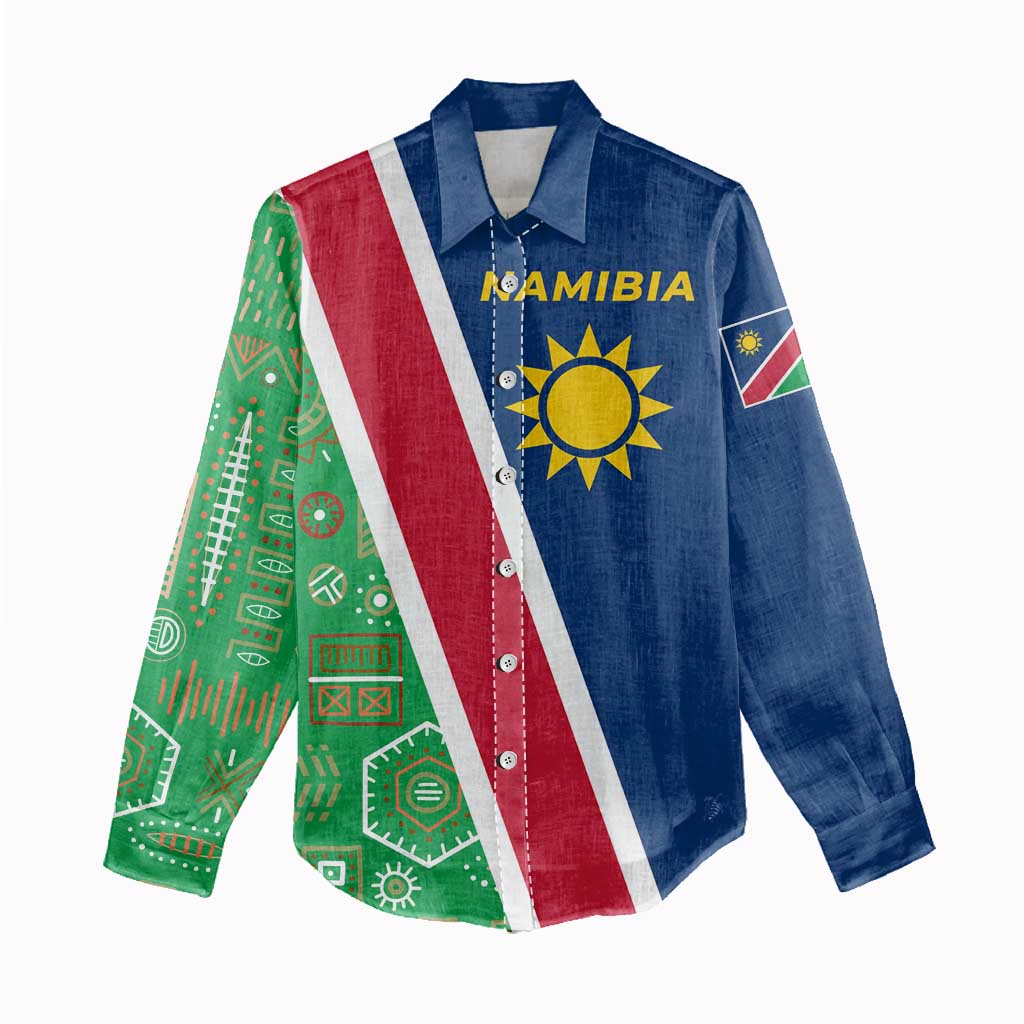 Namibia Flag Women Casual Shirt Detailed Design with Traditional Patterns