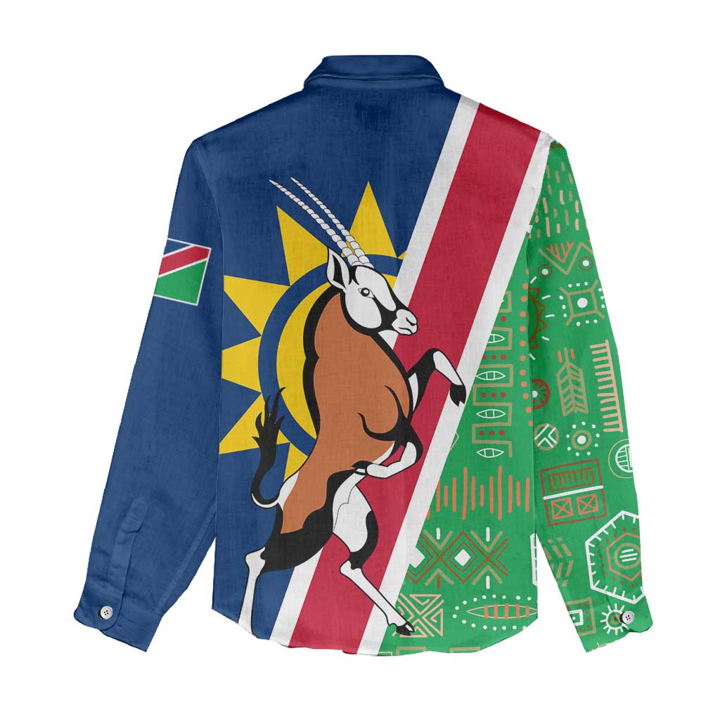 Namibia Flag Women Casual Shirt Detailed Design with Traditional Patterns