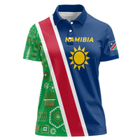 Namibia Flag Women Polo Shirt Detailed Design with Traditional Patterns