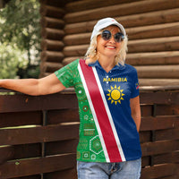 Namibia Flag Women Polo Shirt Detailed Design with Traditional Patterns