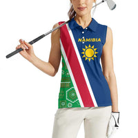Namibia Flag Women Sleeveless Polo Shirt Detailed Design with Traditional Patterns