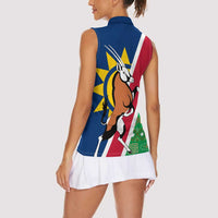 Namibia Flag Women Sleeveless Polo Shirt Detailed Design with Traditional Patterns