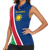 Namibia Flag Women Sleeveless Polo Shirt Detailed Design with Traditional Patterns