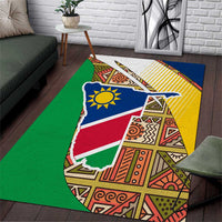 Namibia Map Area Rug National Emblem & Cultural Motif Design