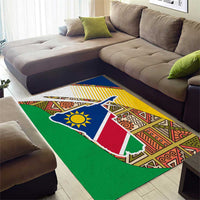 Namibia Map Area Rug National Emblem & Cultural Motif Design