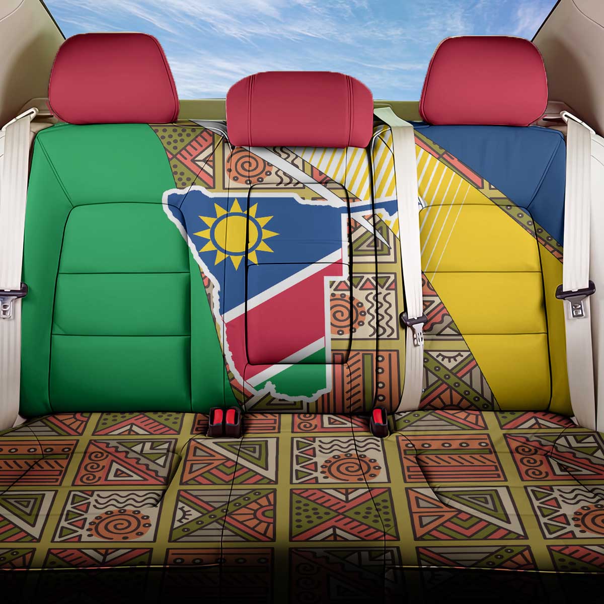 Namibia Map Back Car Seat Cover National Emblem & Cultural Motif Design