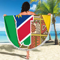 Namibia Map Beach Blanket National Emblem & Cultural Motif Design