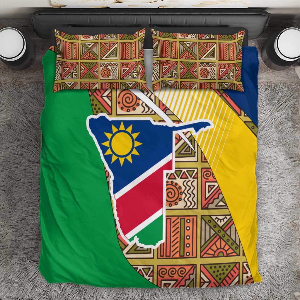 Namibia Map Bedding Set National Emblem & Cultural Motif Design
