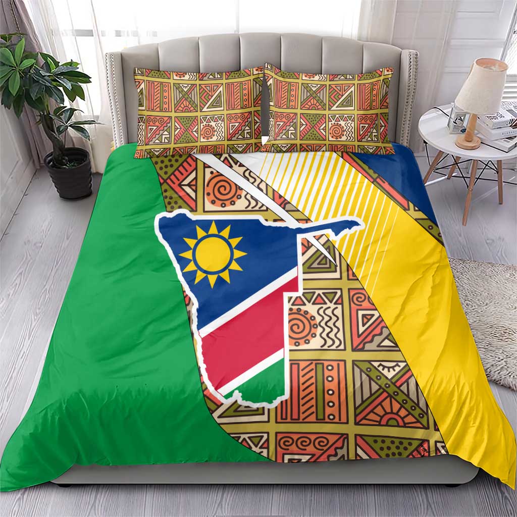 Namibia Map Bedding Set National Emblem & Cultural Motif Design