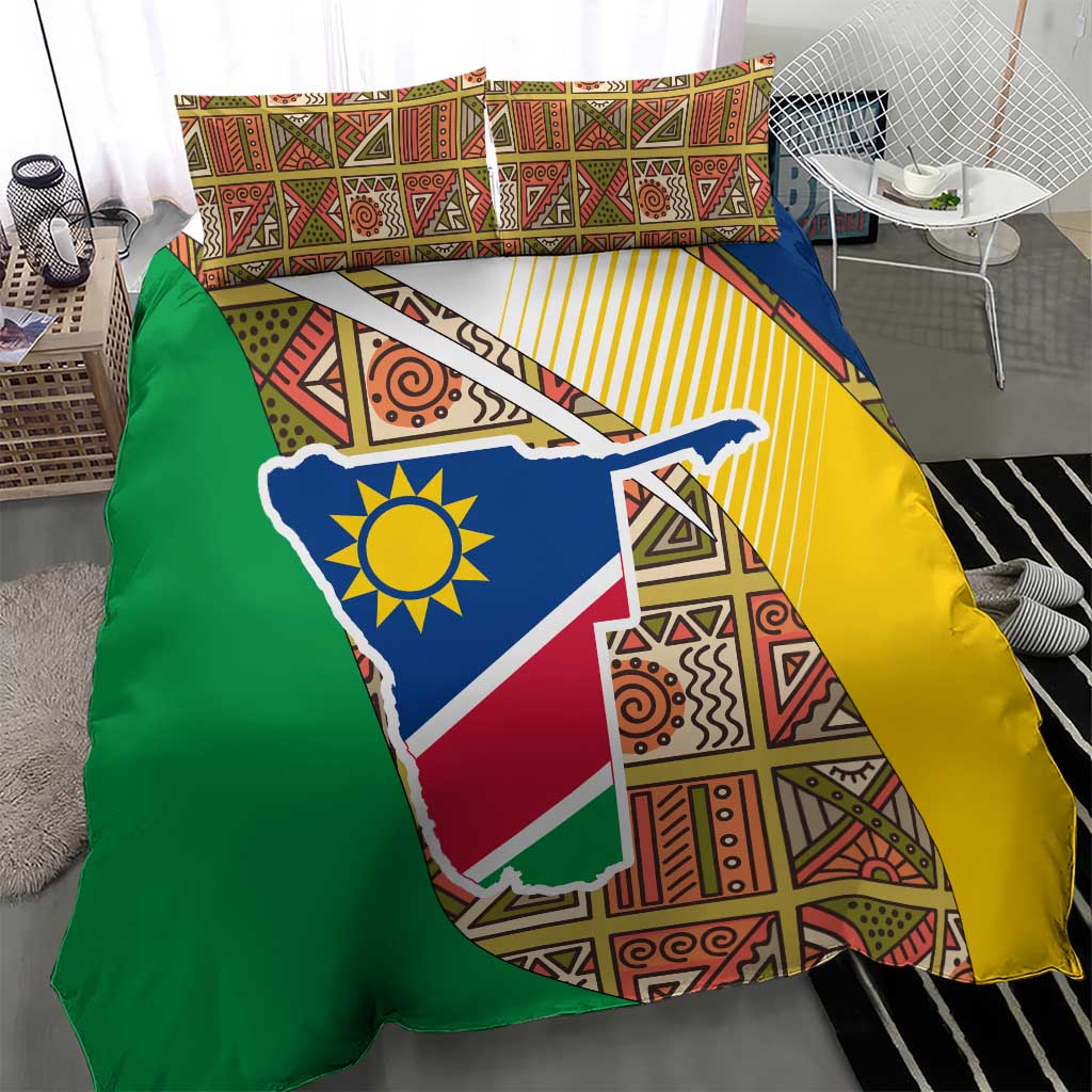 Namibia Map Bedding Set National Emblem & Cultural Motif Design