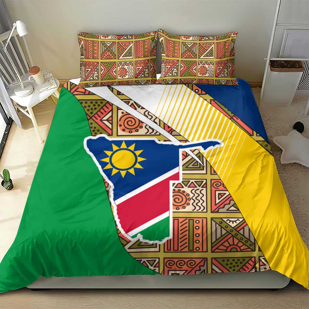 Namibia Map Bedding Set National Emblem & Cultural Motif Design