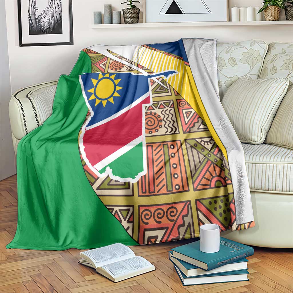 Namibia Map Blanket National Emblem & Cultural Motif Design