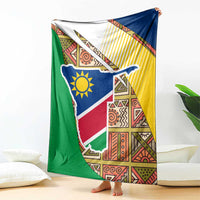Namibia Map Blanket National Emblem & Cultural Motif Design