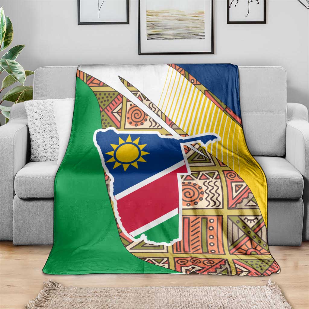 Namibia Map Blanket National Emblem & Cultural Motif Design