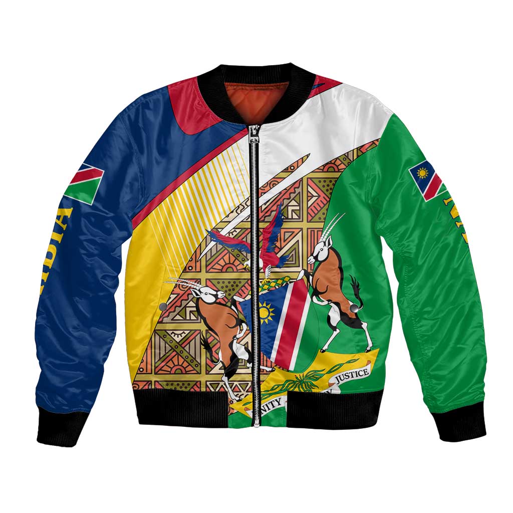 Namibia Map Bomber Jacket National Emblem & Cultural Motif Design