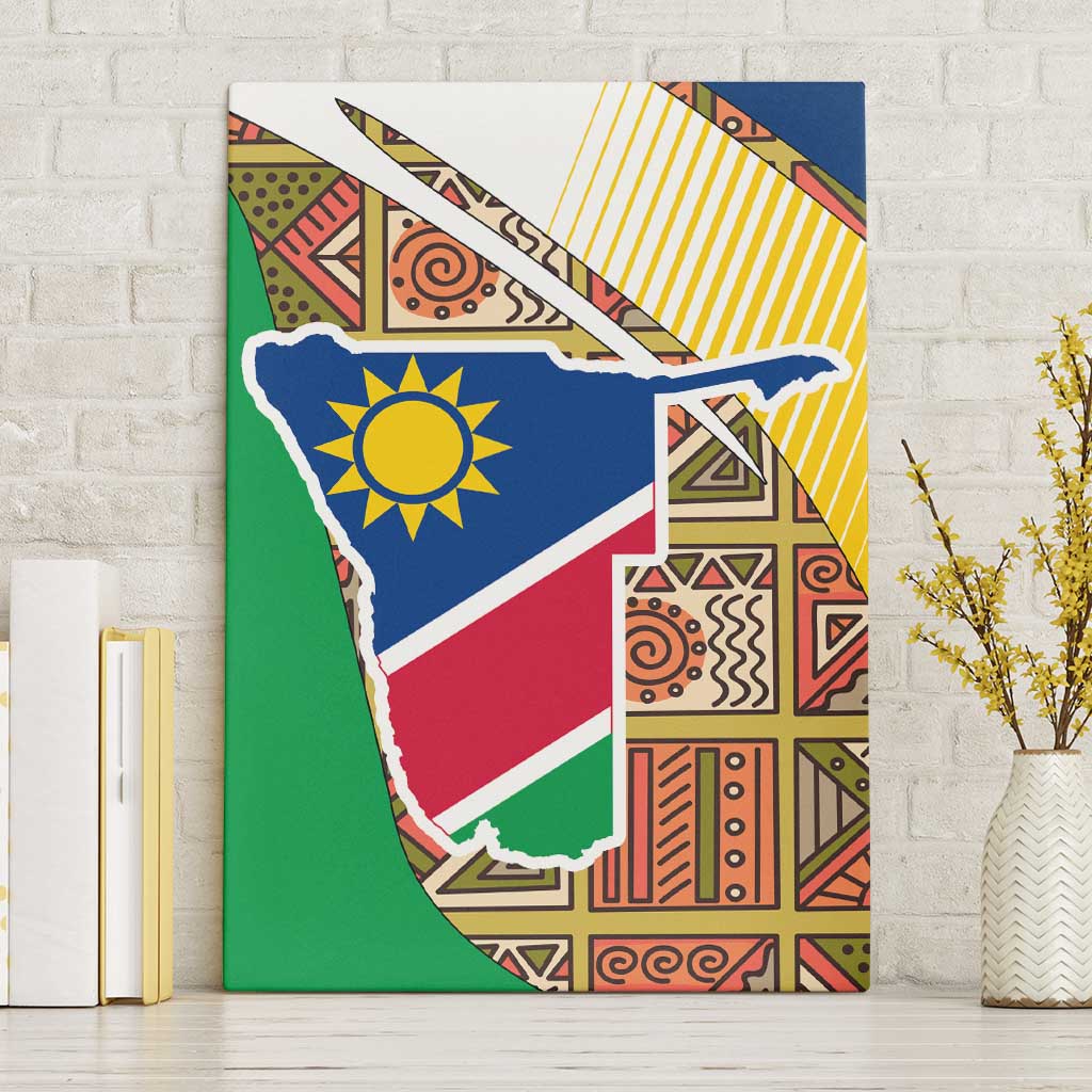 Namibia Map Canvas Wall Art National Emblem & Cultural Motif Design