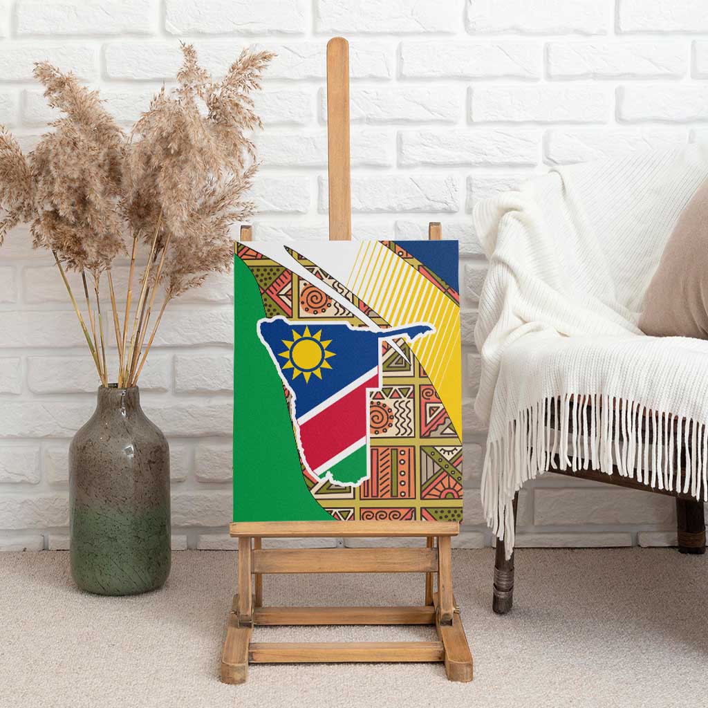 Namibia Map Canvas Wall Art National Emblem & Cultural Motif Design