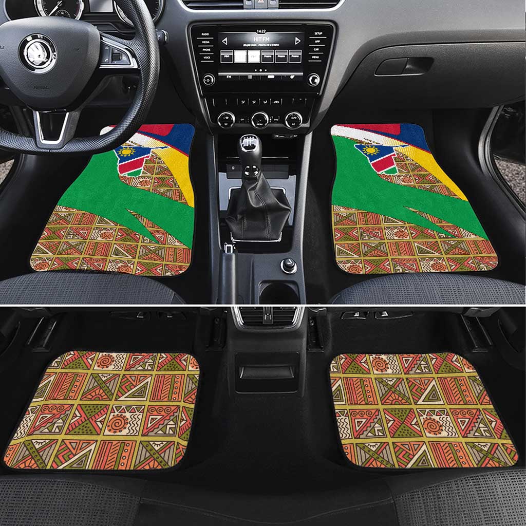 Namibia Map Car Mats National Emblem & Cultural Motif Design