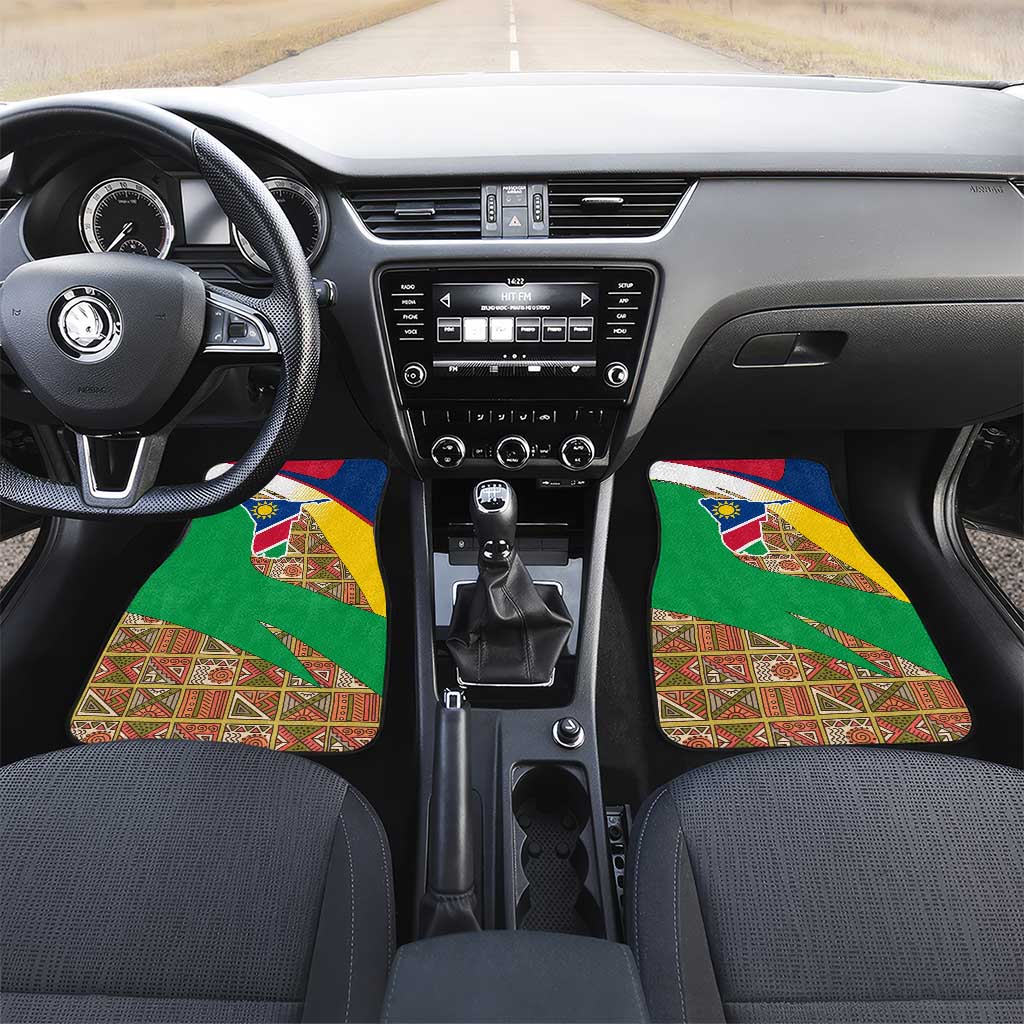 Namibia Map Car Mats National Emblem & Cultural Motif Design
