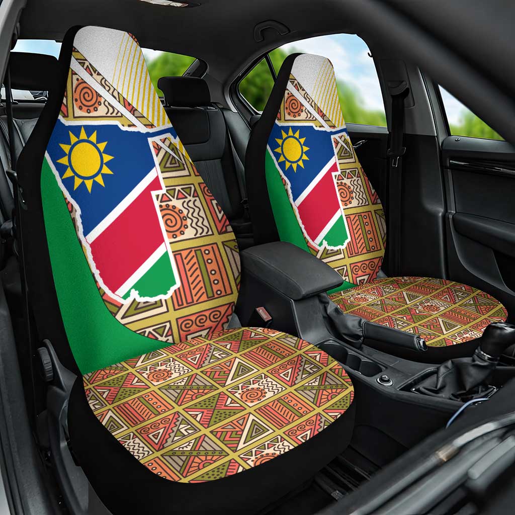 Namibia Map Car Seat Cover National Emblem & Cultural Motif Design