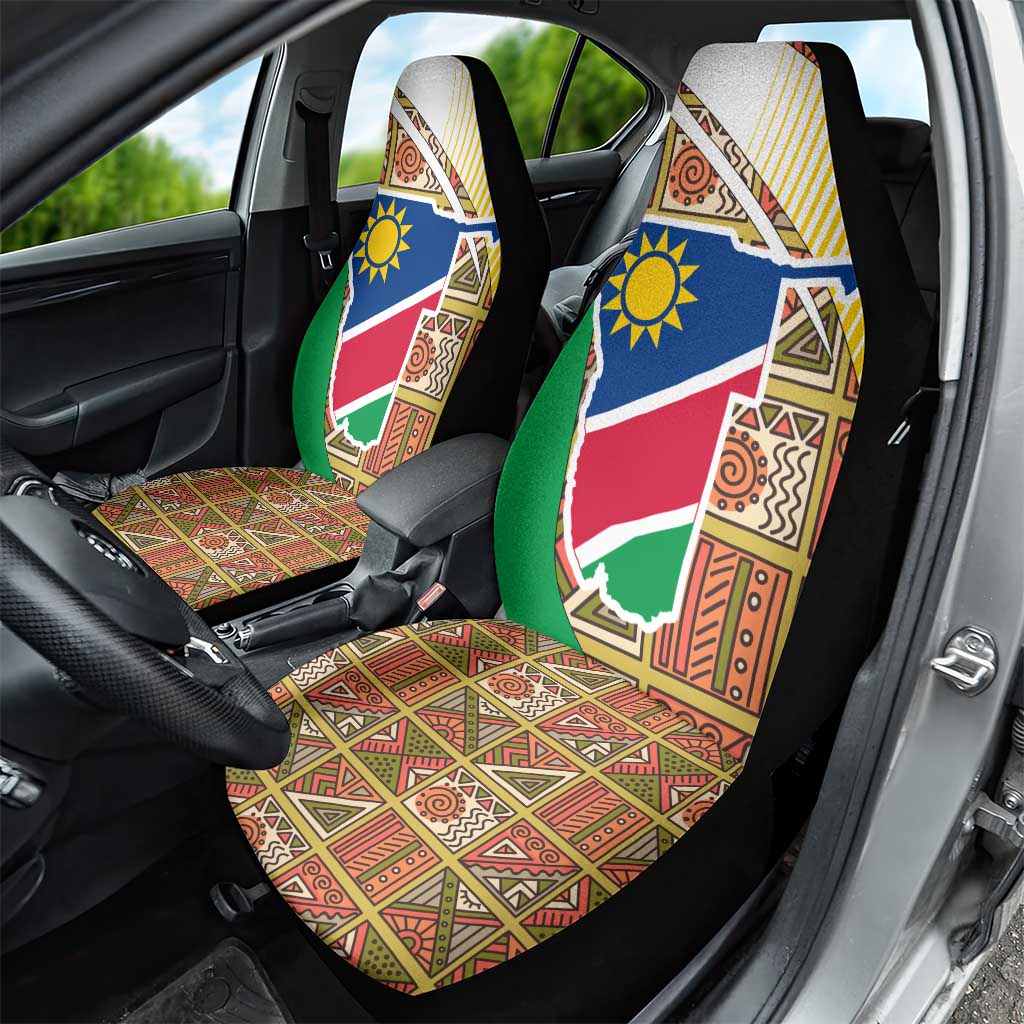 Namibia Map Car Seat Cover National Emblem & Cultural Motif Design
