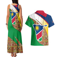 Namibia Map Couples Matching Tank Maxi Dress and Hawaiian Shirt National Emblem & Cultural Motif Design
