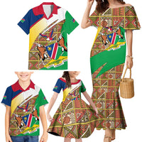 Namibia Map Family Matching Mermaid Dress and Hawaiian Shirt National Emblem & Cultural Motif Design
